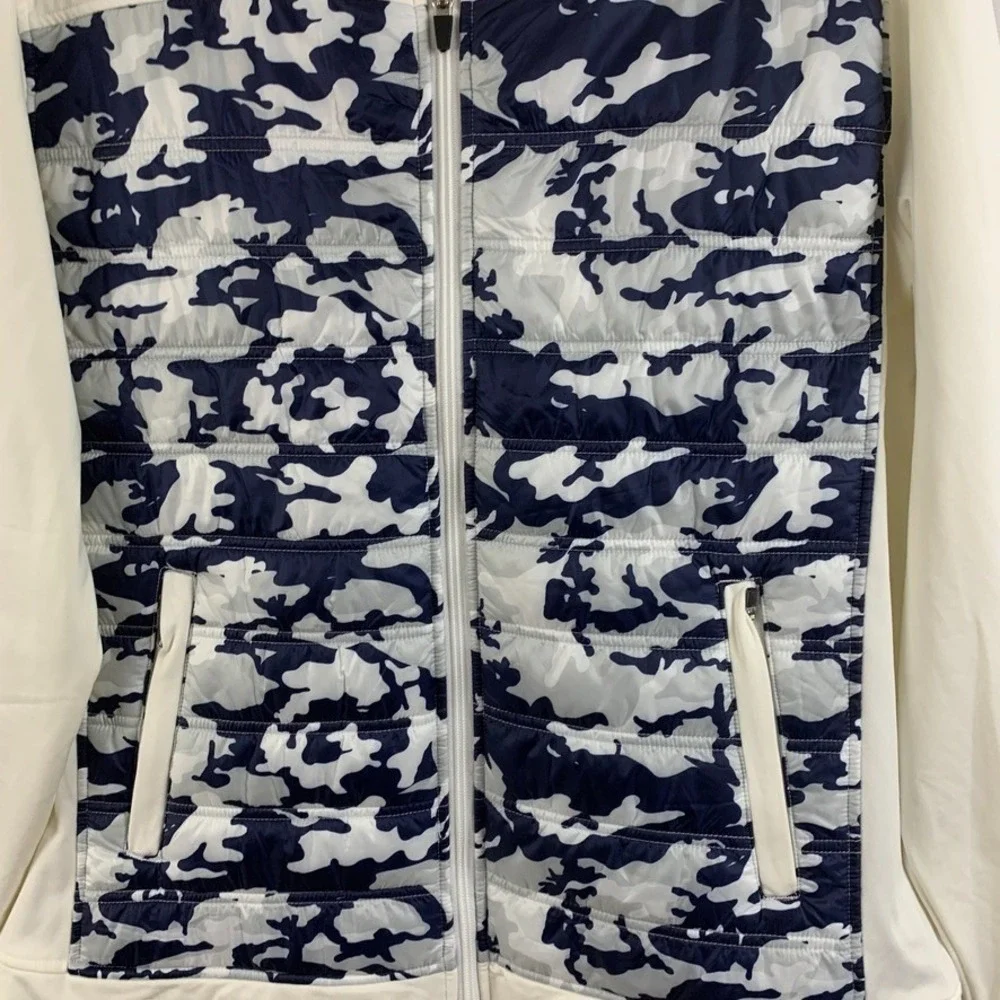 Straight Down Hybrid Golf Jacket Mens Large Quilted Camo Full Zip Performance